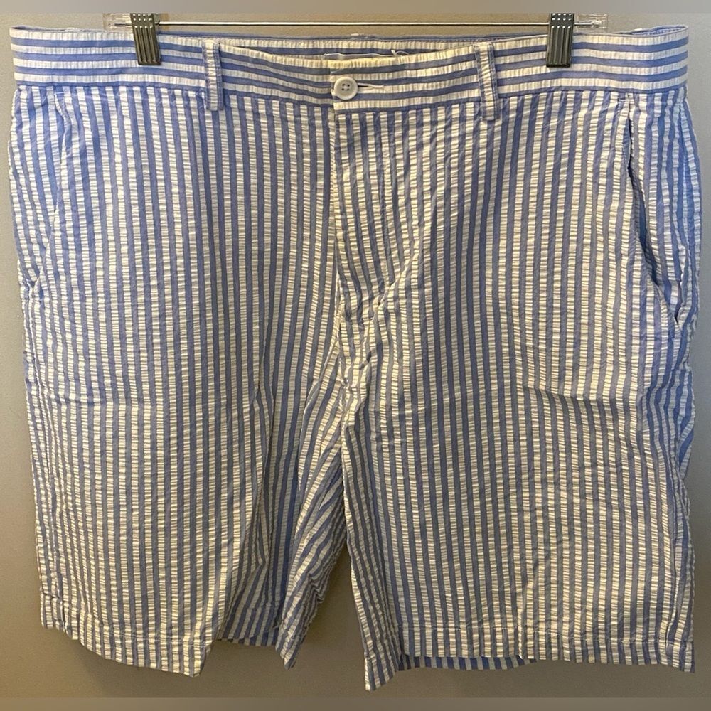 Alex Cannon Blue Seer Sucker Shorts Men's Sz 38 100% Cotton